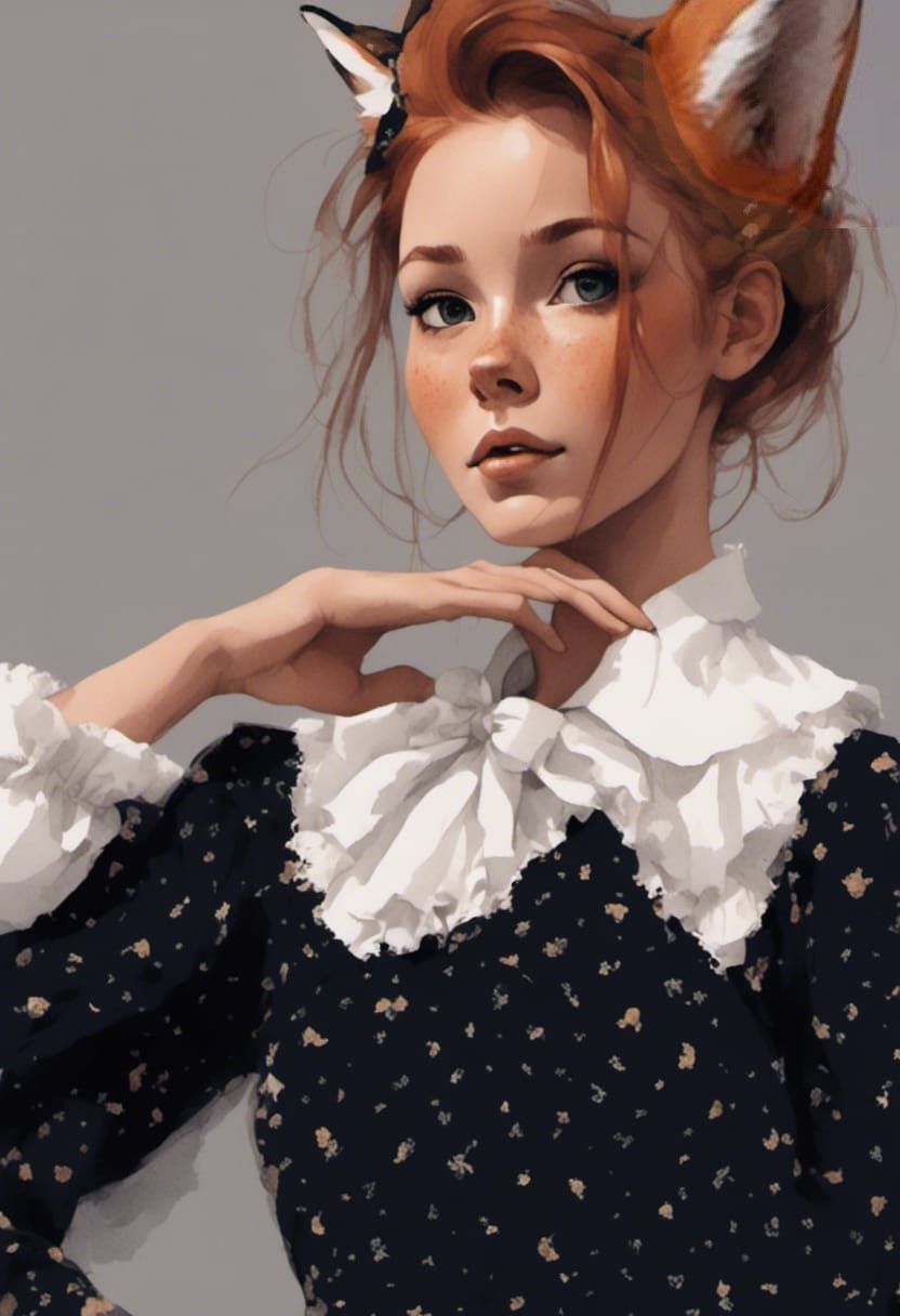 Adorable Fox-girl VIXEN wearing a baby doll dress