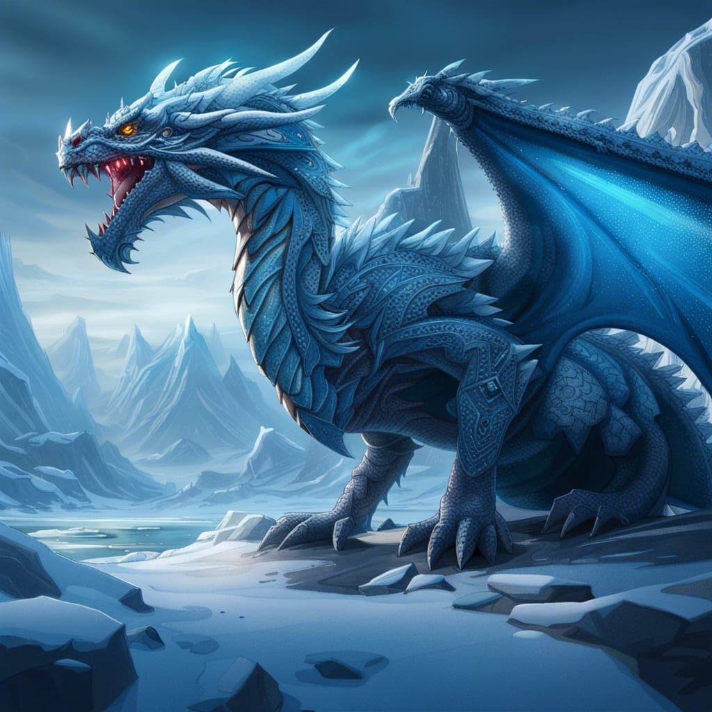 Ice Dragon In A Frozen Tundra - Ai Generated Artwork - Nightcafe Creator