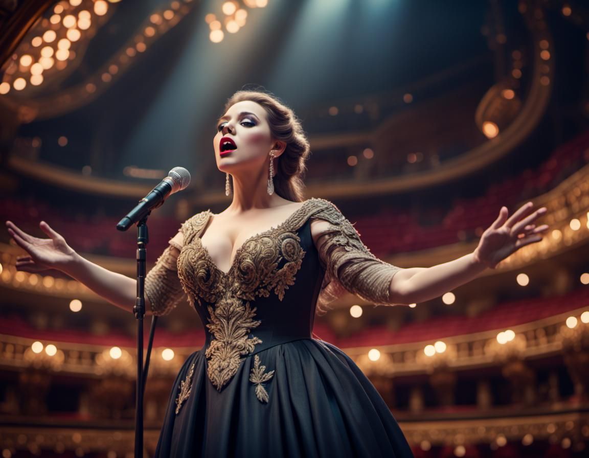 Beautiful opera singer on stage Epic cinematic brilliant stunning ...