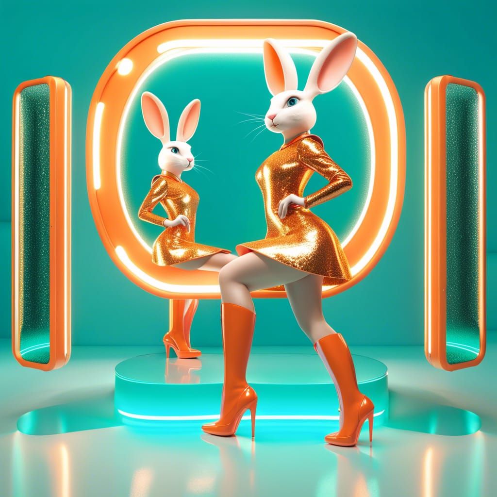 Anthro bunny wearing platform shoes