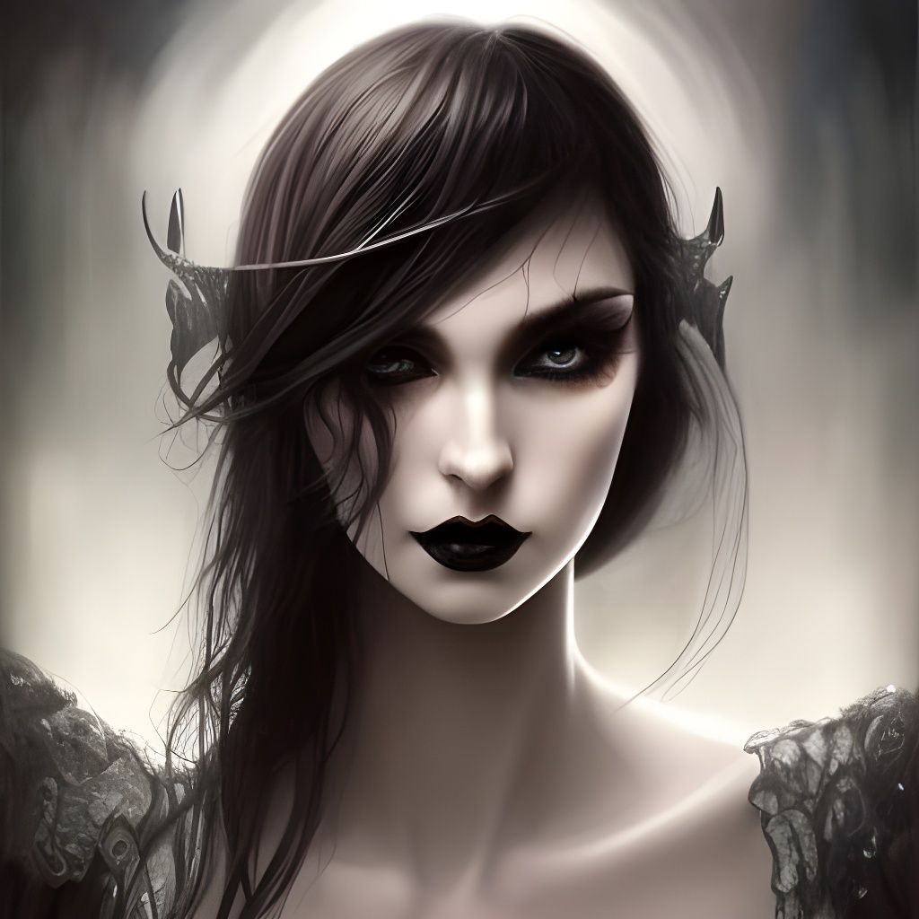 gothic fairy, Beautiful, long dark hair, Matel, symmetrical_facial ...