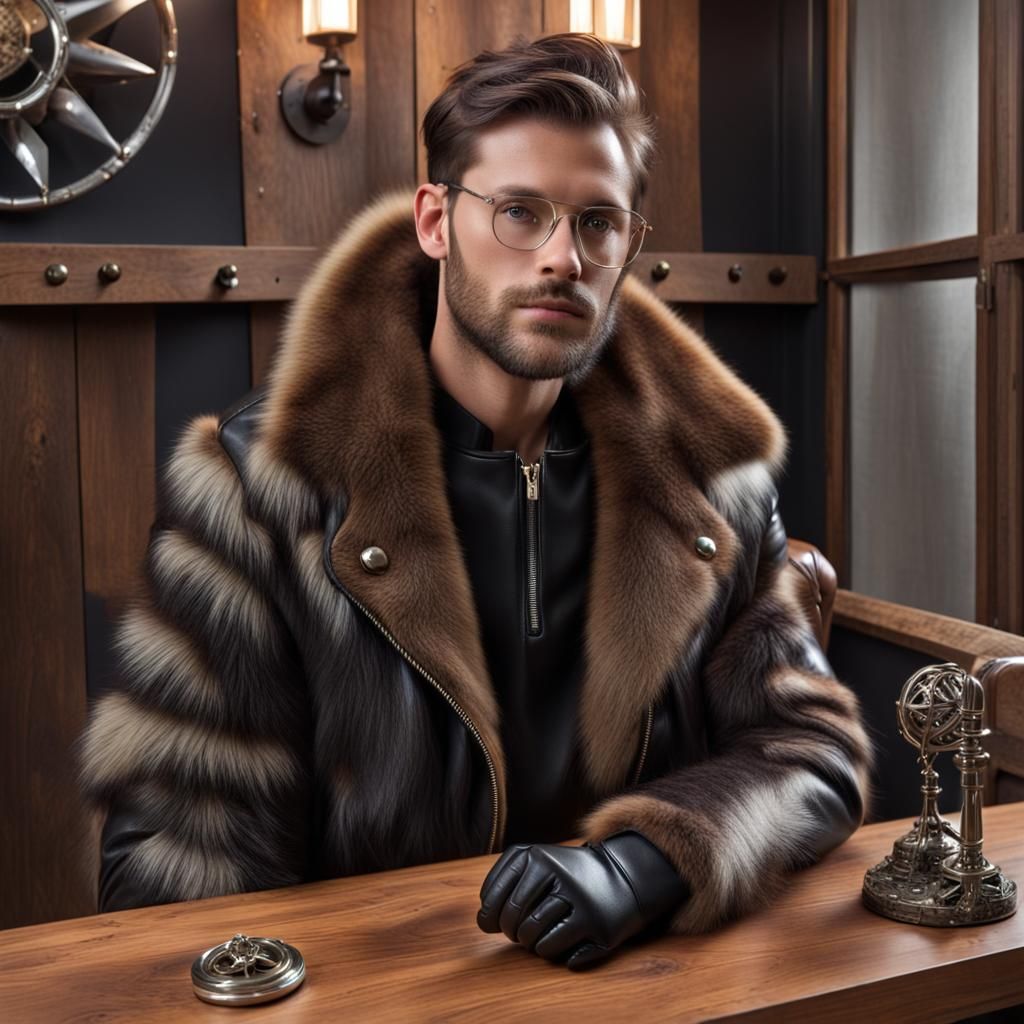 Fur, leather, wood, metal, glass and a tactile glance - AI Generated ...