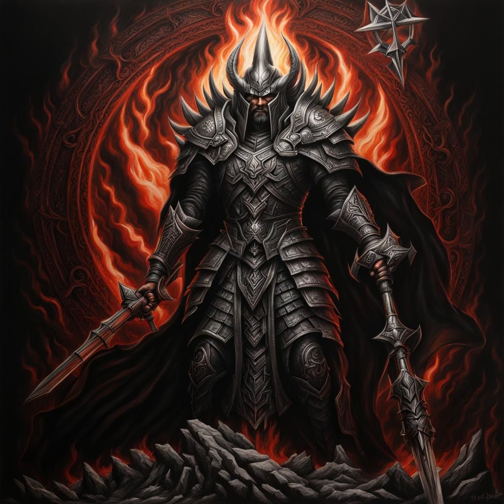 Dark lord of chaos hyperdetailed charcoal drawing - AI Generated ...