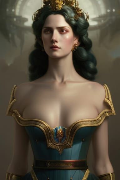 Goddess of War :: long red curls :: intricate iridescent gow...