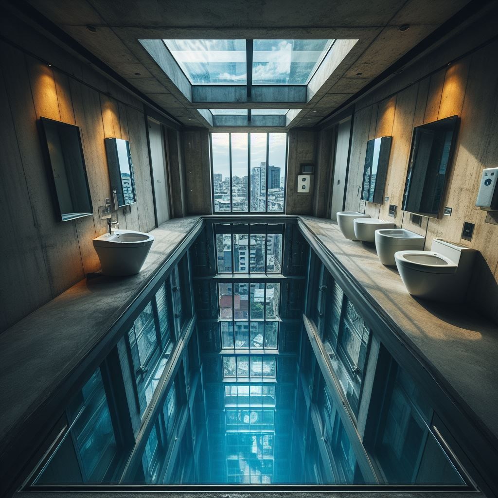 bathroom with a  glass floor