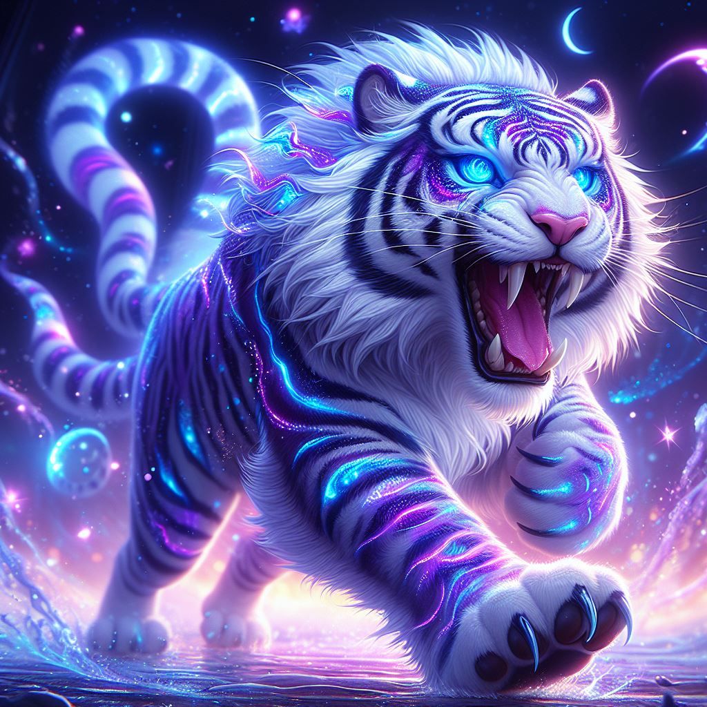 Purple & Blue Luminescent Tiger