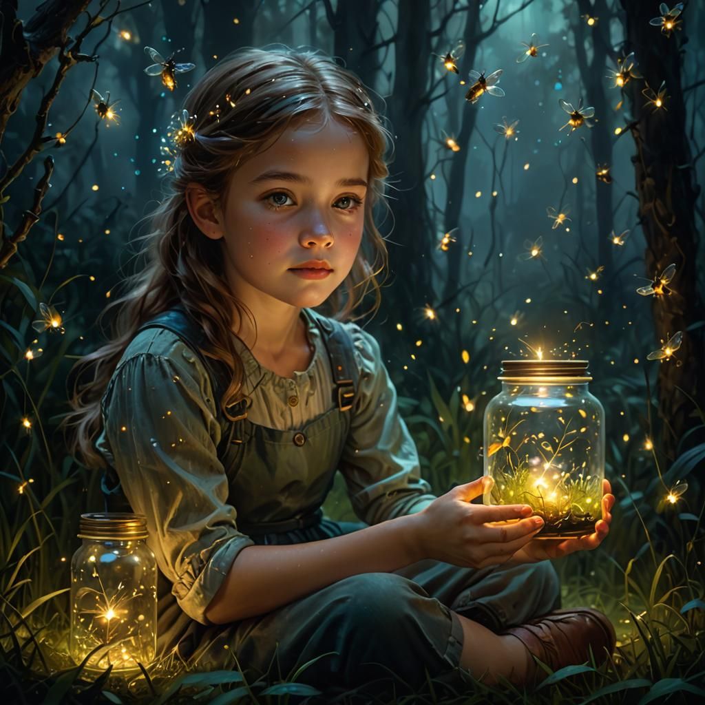 girl with firelies  by @Lady on Fire