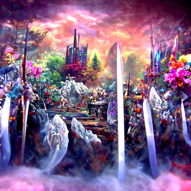 The five legendary warriors battle desperately against the cyborgnetic angel Azazel detailed matte painting