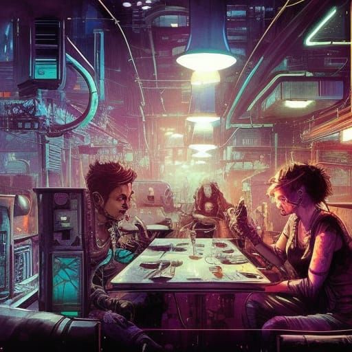 Cyberpunk Diner - AI Generated Artwork - NightCafe Creator