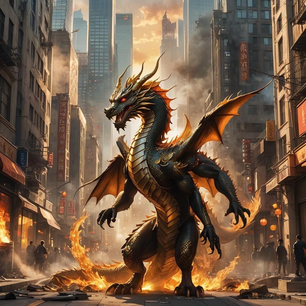Dragon in a city