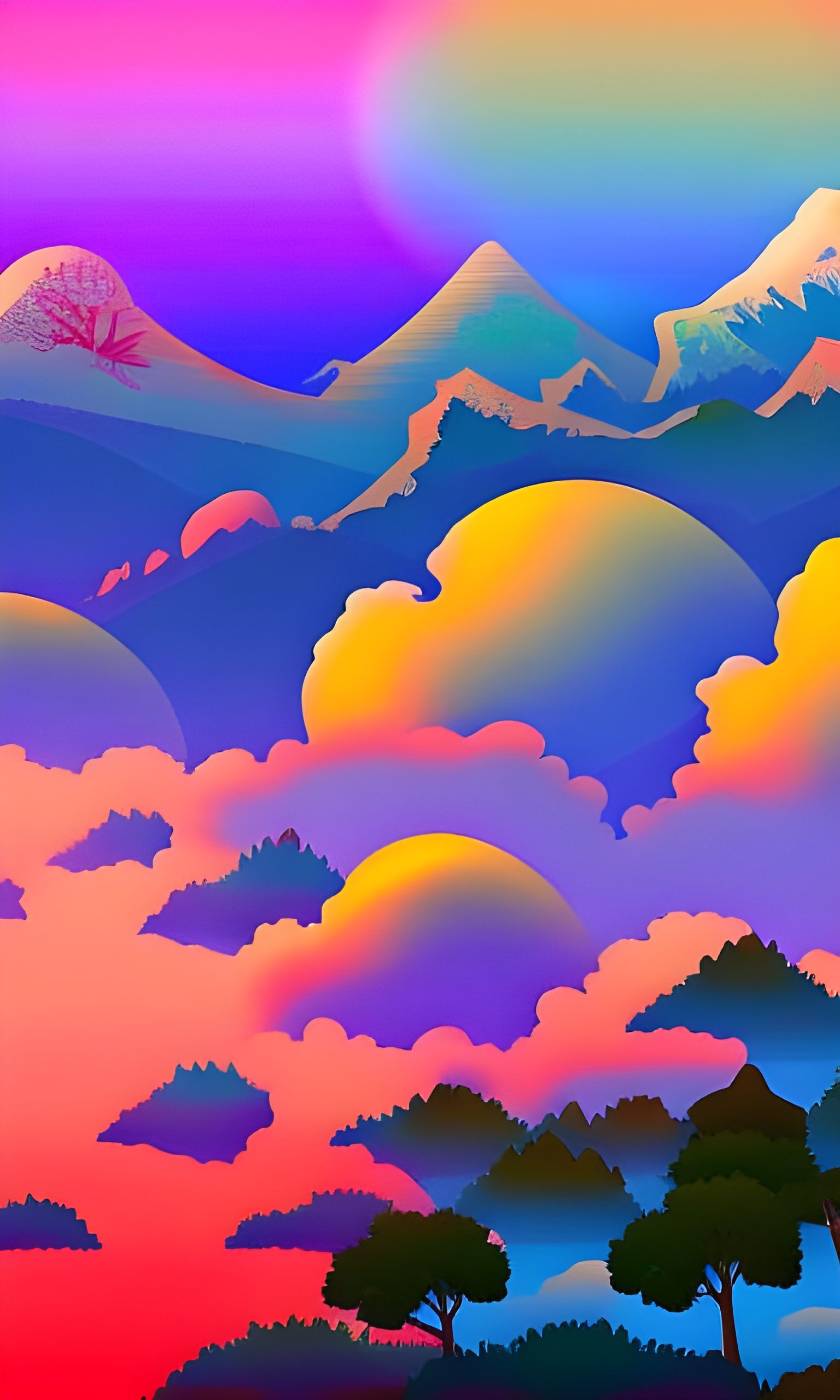Colourful sunrise over the mountains