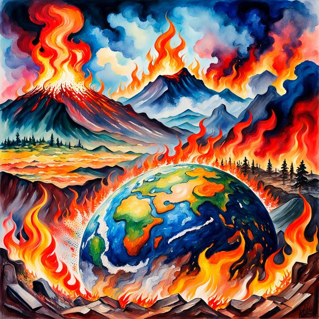 nightmare of global warming and the burning of the earth