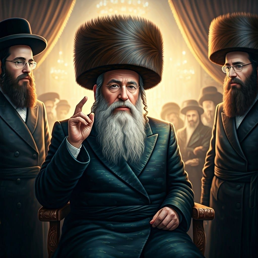 Hasidic Man Blesses Crowd: Hyper-Realistic Portrait