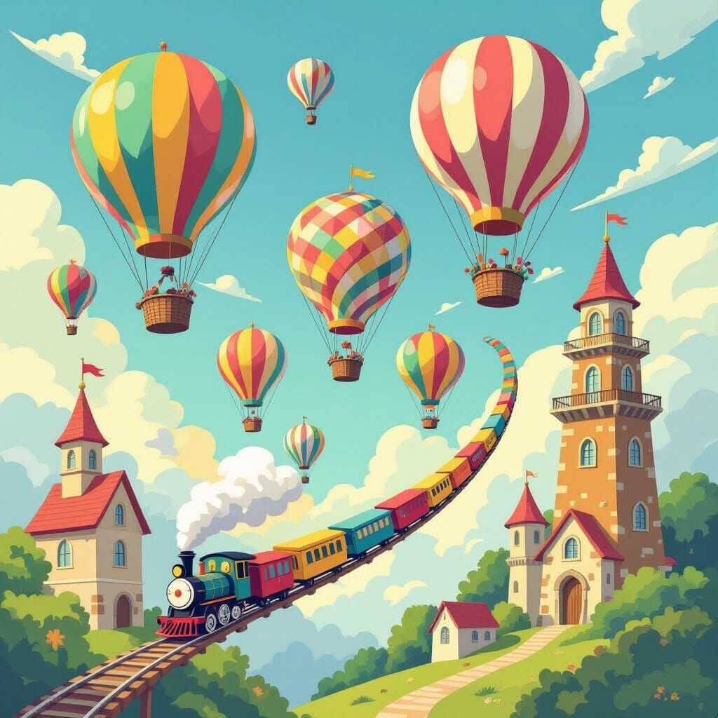 Whimsical Floating City of Balloon Houses