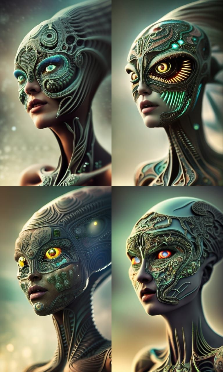 Mother of all aliens, sports illustrated eyecandy portrait, stunning eyes, by Sakimichan Nekro, intricate detailed ornat...