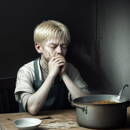 Surreal Child Confronts Dark Kitchen Nightmare