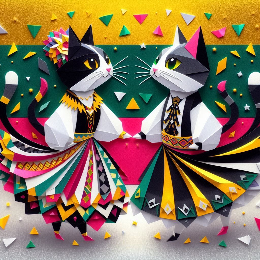 Happy couple of dancing cats 8
