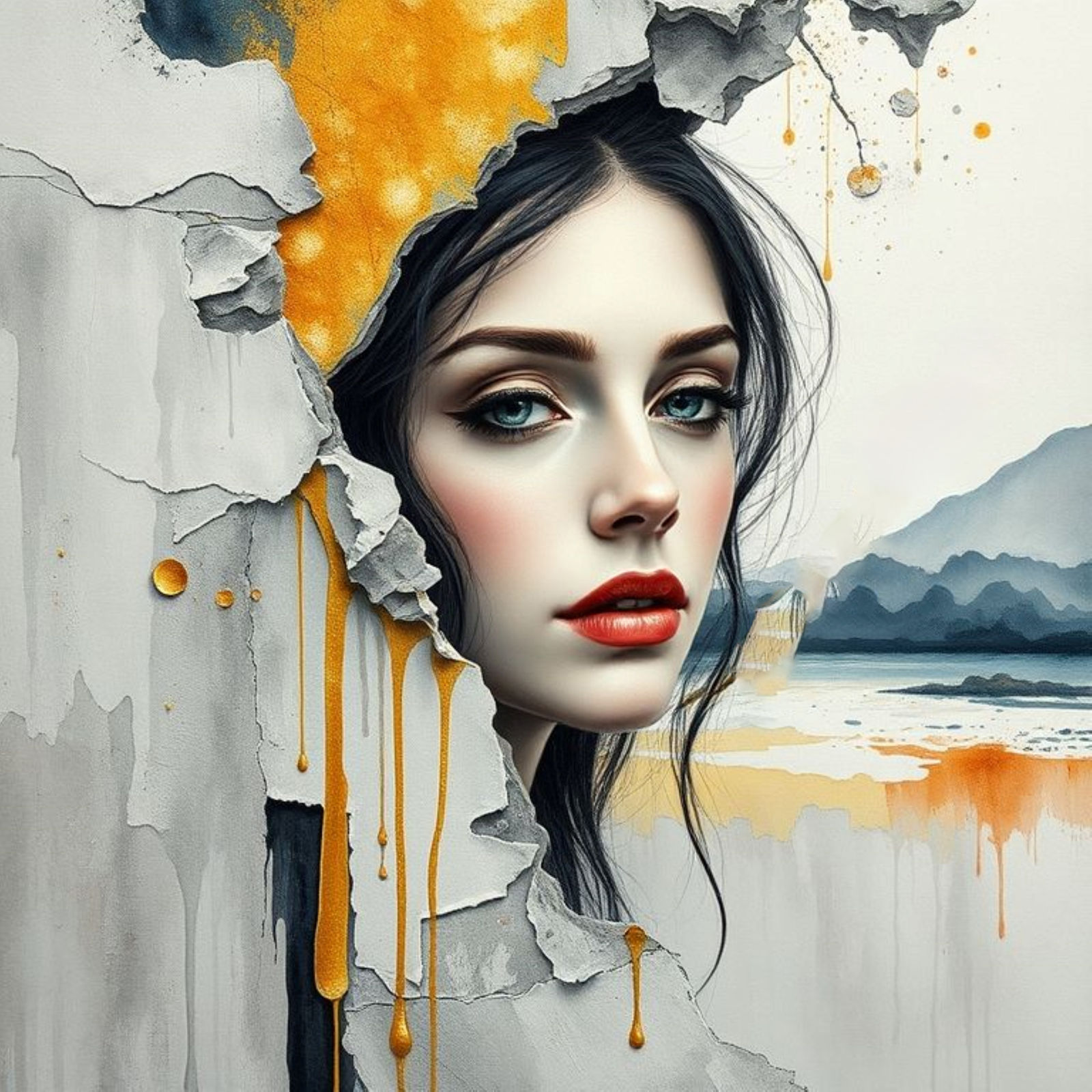 A serene, oil-painted woman