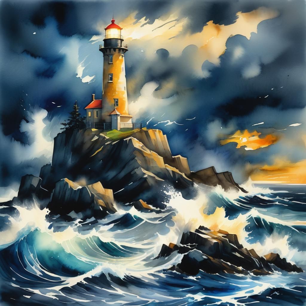 Lighthouse on a rocky island  by @JMO