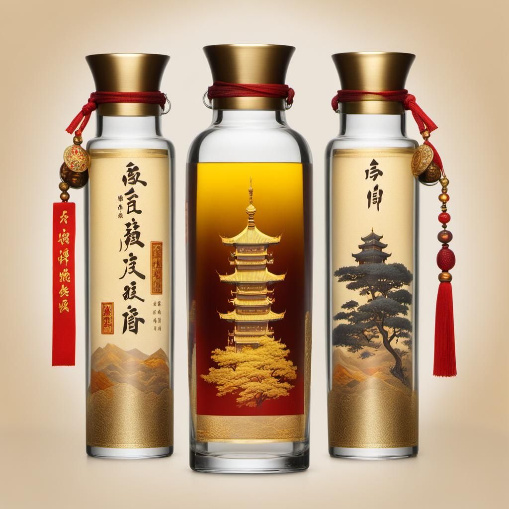 Ornate Buddhist Offering Bottle: Digital Art