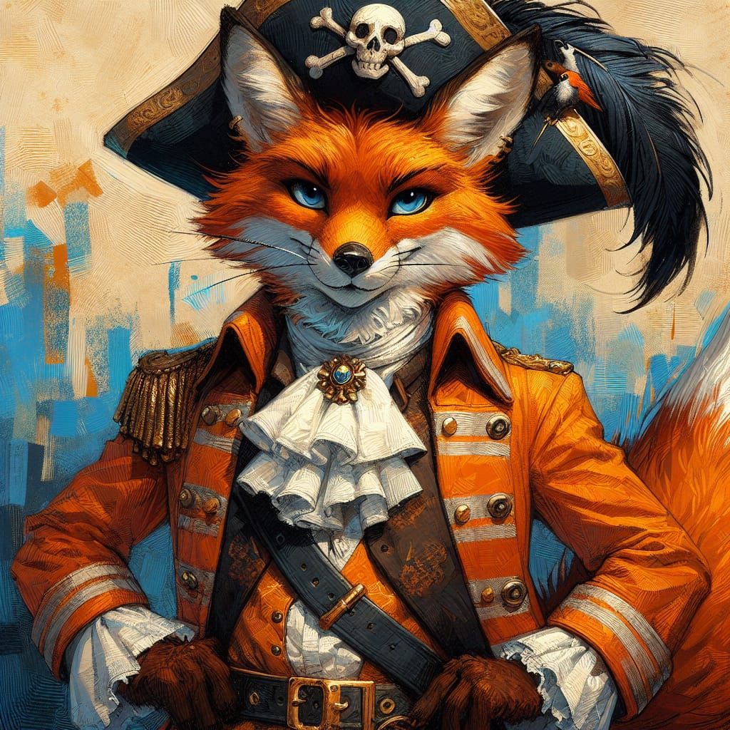 Confident Pirate Fox in Digital Painting