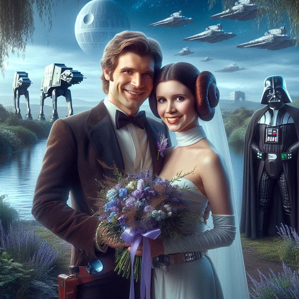 The Happy Couple with the Father of the Bride