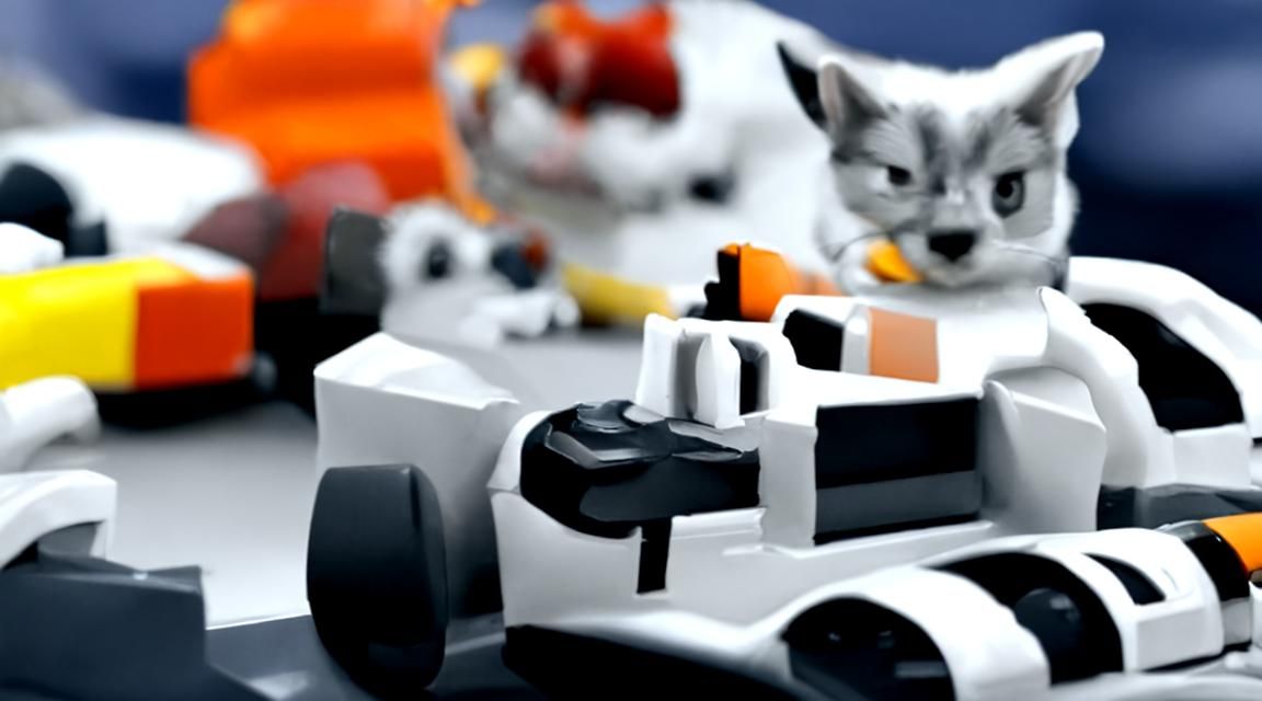 Lego racecar with Lego cats