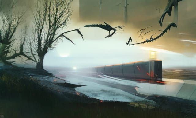 beautiful landscape pkp intercity train wendigo beast monste...