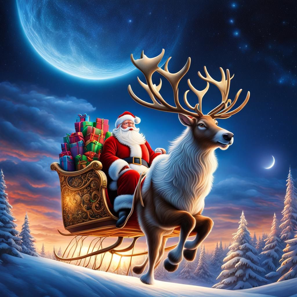 Santa Testing out the Sleigh - AI Generated Artwork - NightCafe Creator