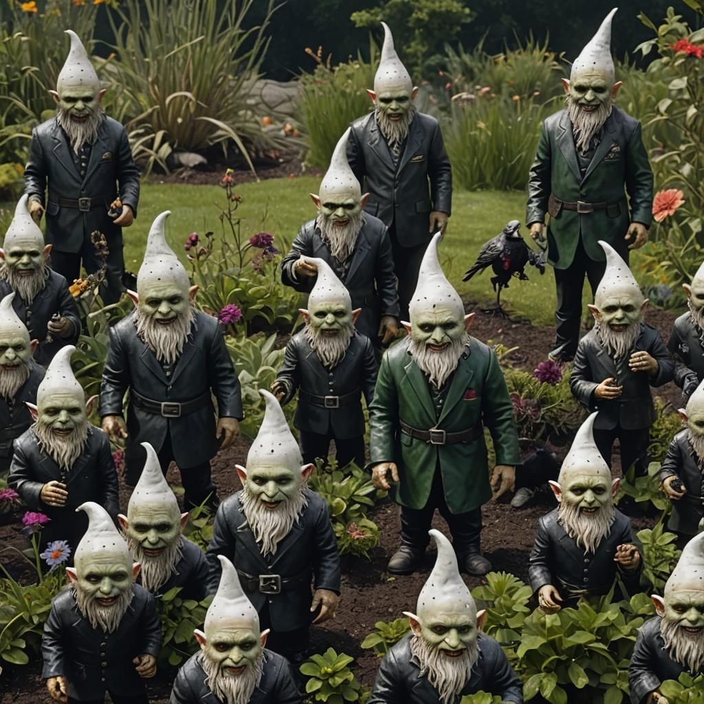 One hyperrealistic Evil garden Gnome as a Pinhead, from the ...