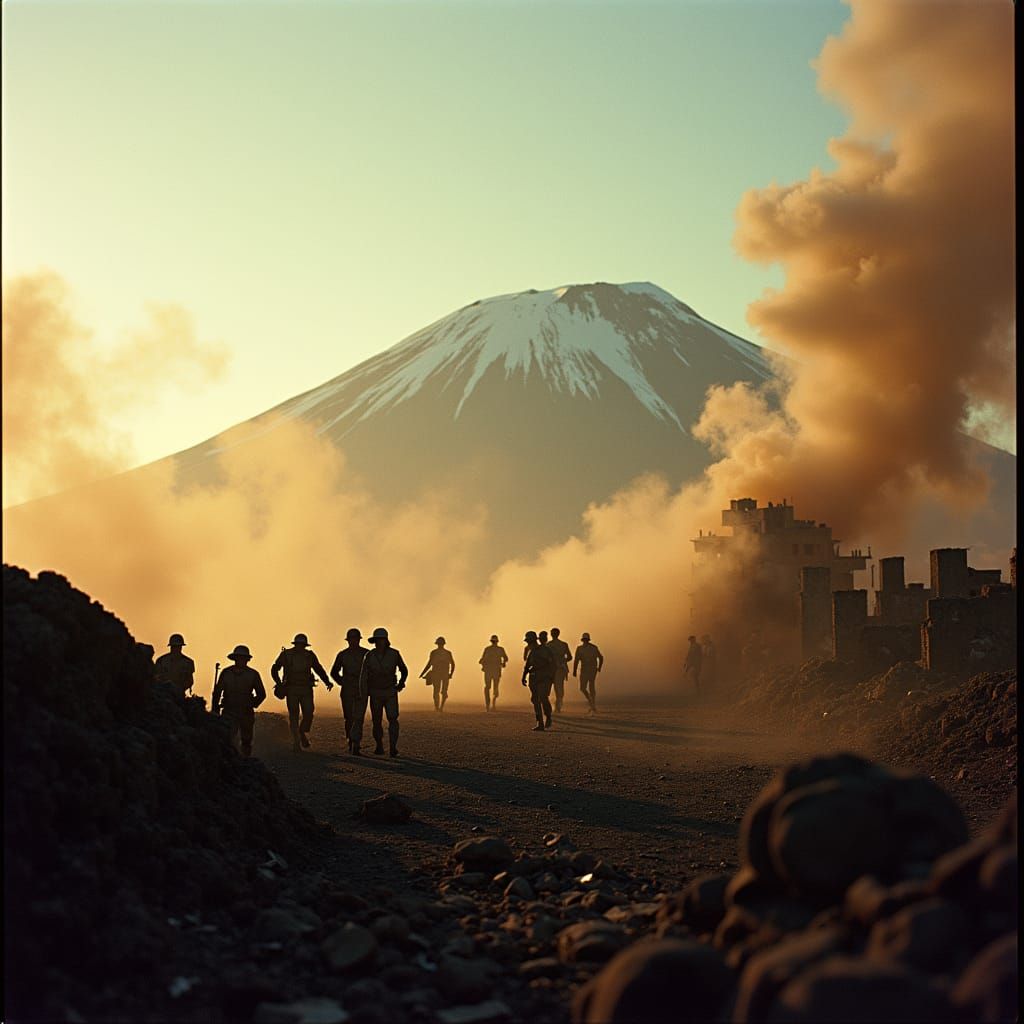 World War two battle zone surrounding Mount Etna in Sicily in the year of 1943