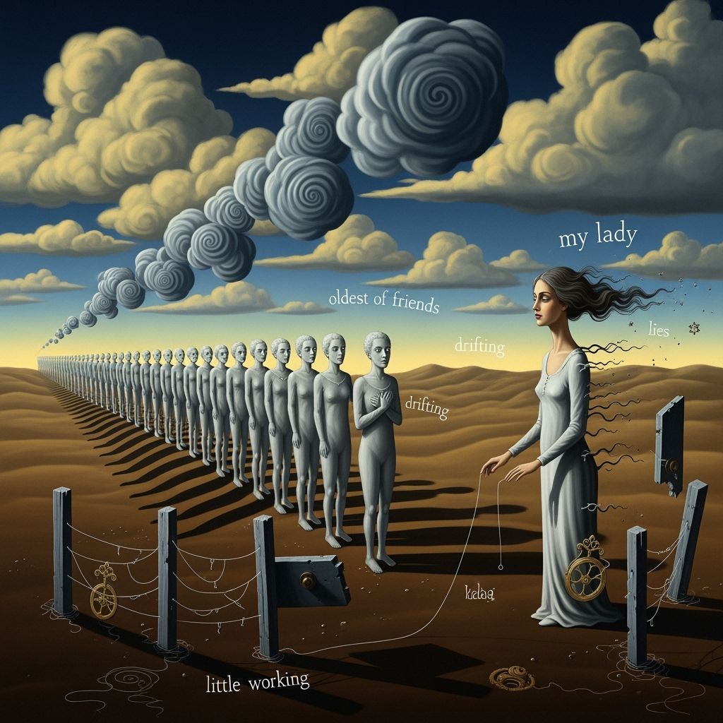 Forty nine reasons,all in a line. All of them good ones; all of them lies. Drifting with my lady. We're oldest of friends. Need a little wor...