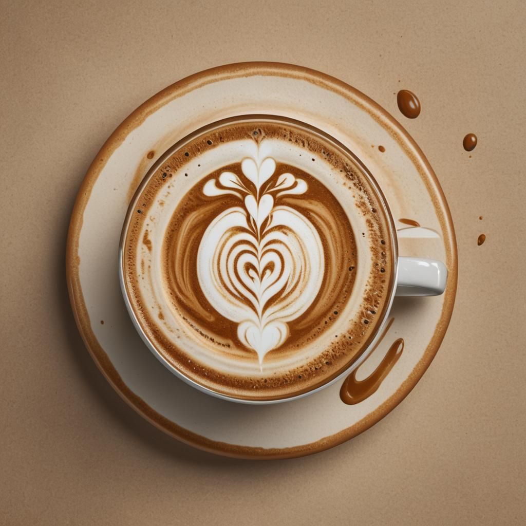 A logo with a latte as main feature, mixed artistically and ...