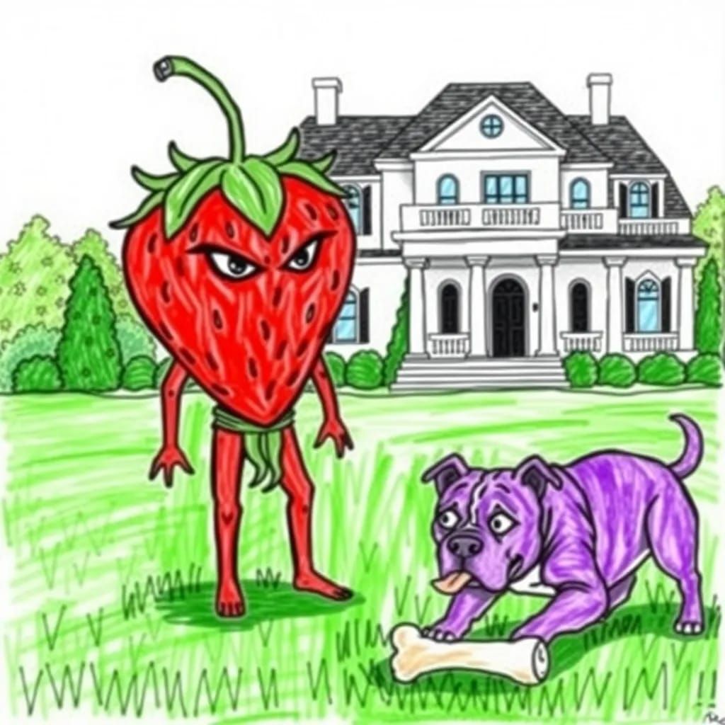Strawberry Fighter With His Purple Pitbull