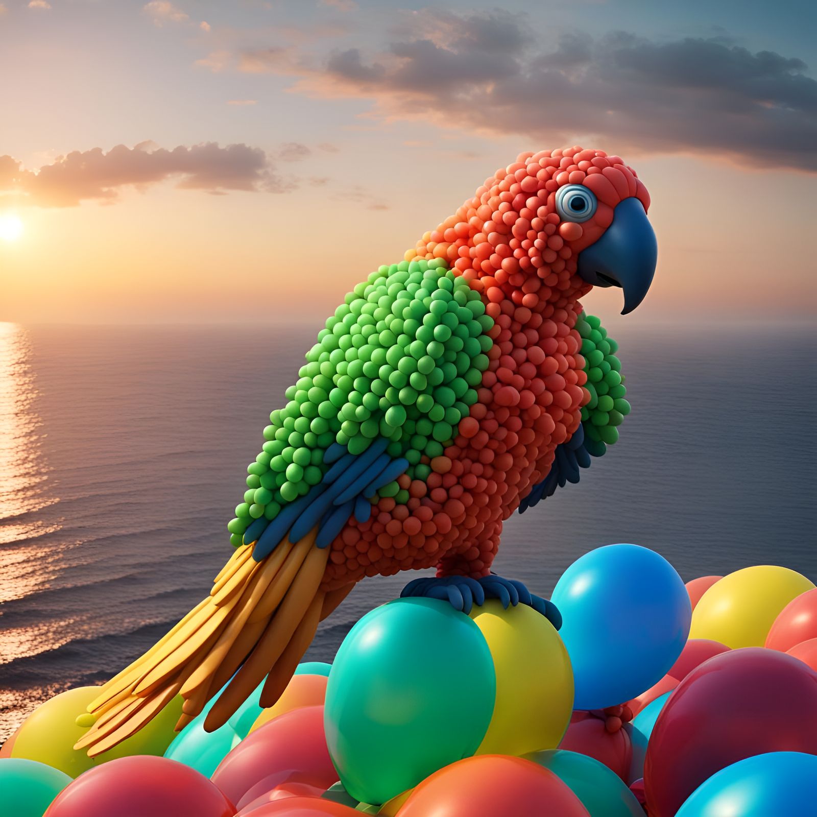 Tiny Balloon Parrot   by @Ellie