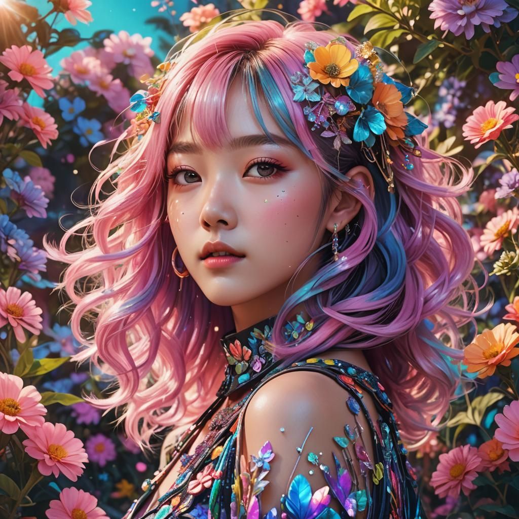 Pretty K-Pop Idol in a Fantastical Garden