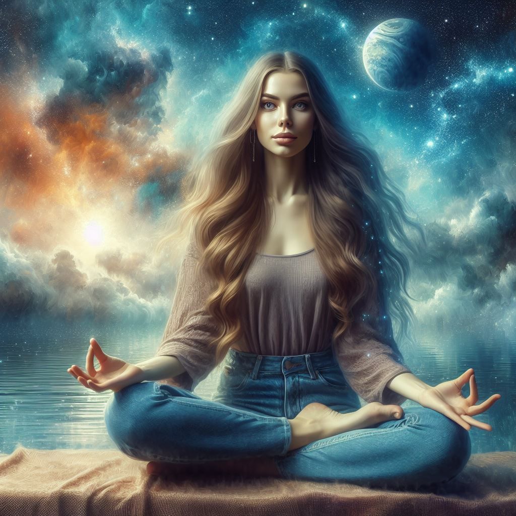 Lady in lotus posture