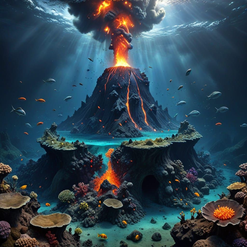 Volcano under the sea   by @Mauve Marauder