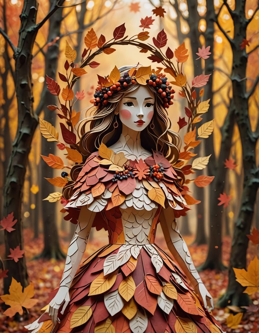 Layered colored paper craft depicting a portrait of a beauti...