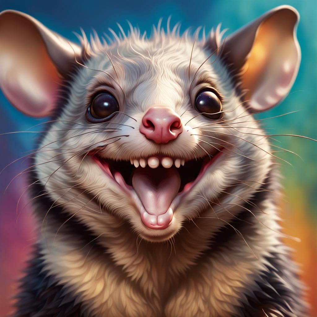 close up of a possum smiling - AI Generated Artwork - NightCafe Creator