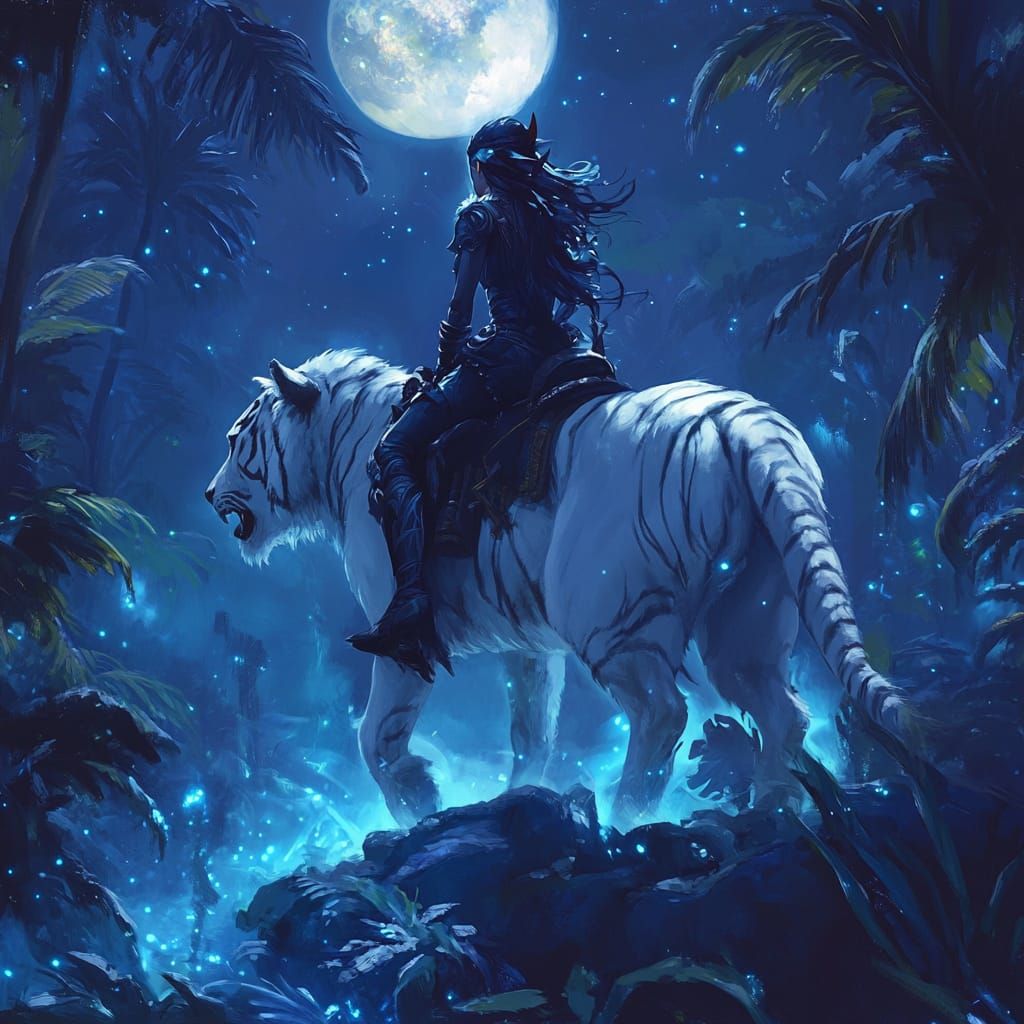 Night Elf with White Tiger