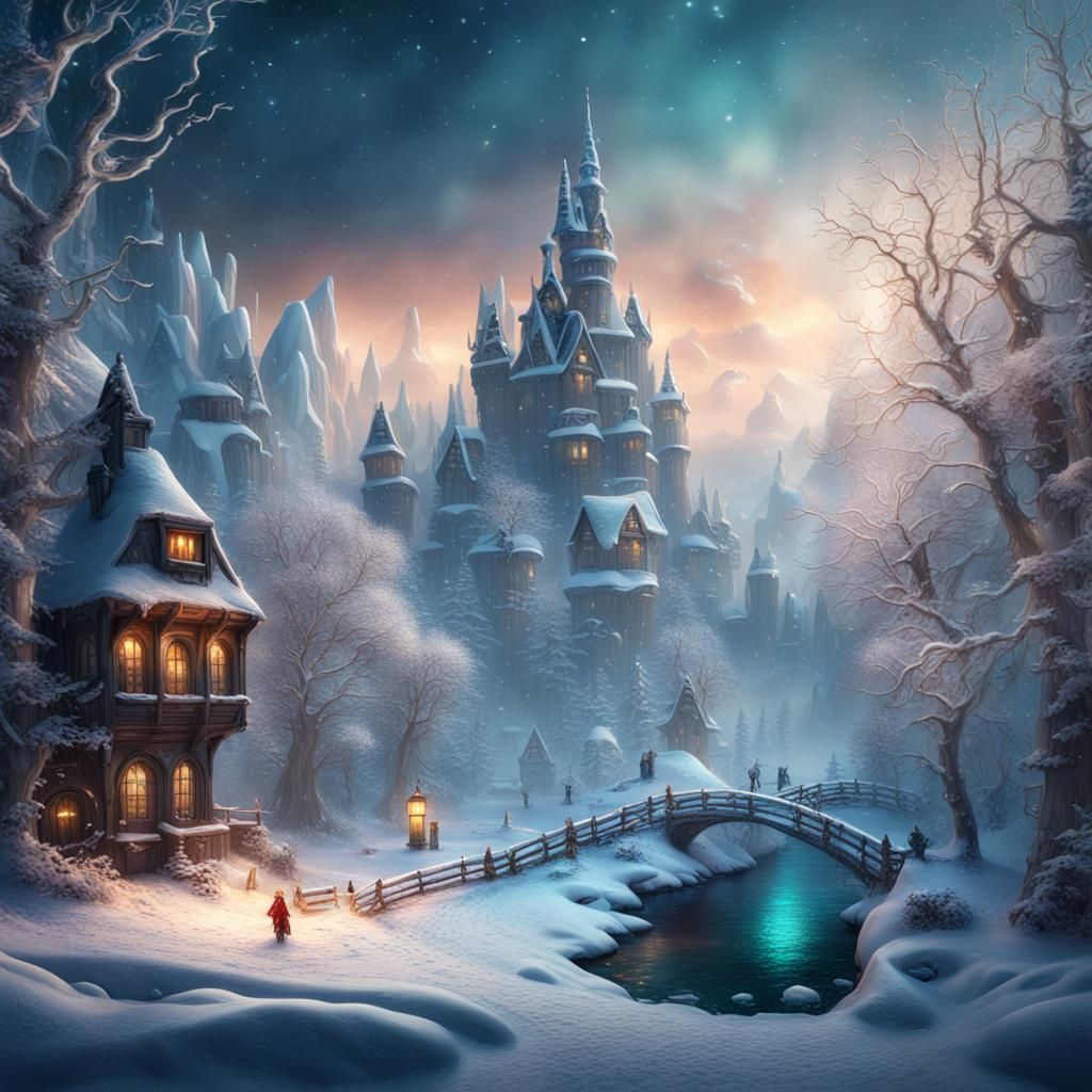 A magical beautiful Winter wonderland in another universe, A...