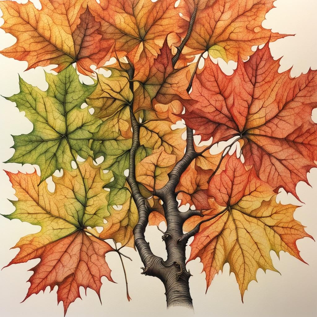 Autumn Blaze: Botanical Portrait of a Majestic Maple - AI Generated ...