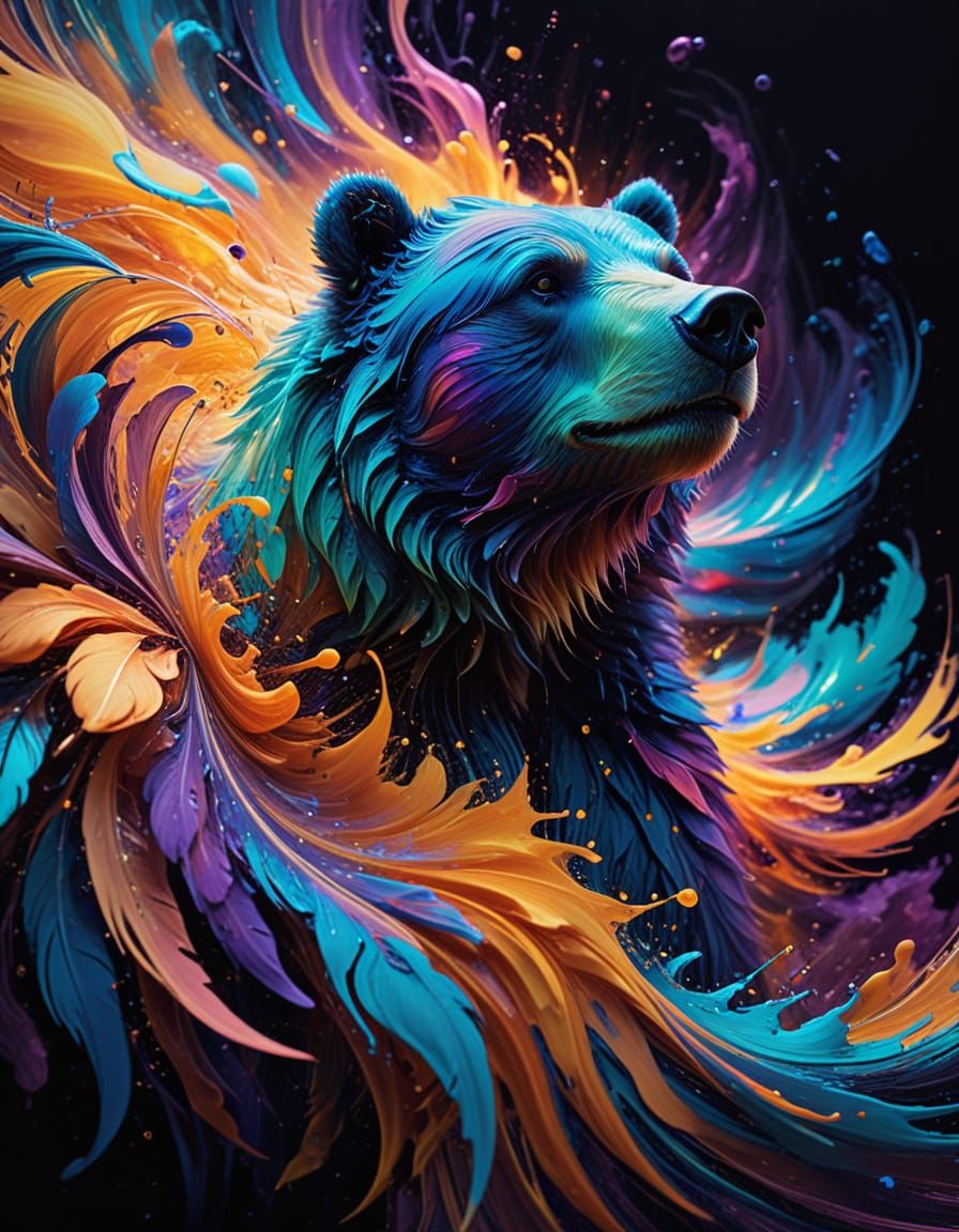 abstract art of a series of eddy-currents that approximate the silhouette of a bear  by @Defenestrated Feather