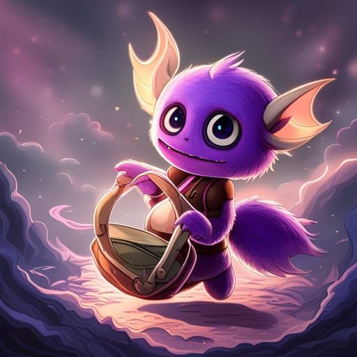 Purple Monster Hopping Along - AI Generated Artwork - NightCafe Creator