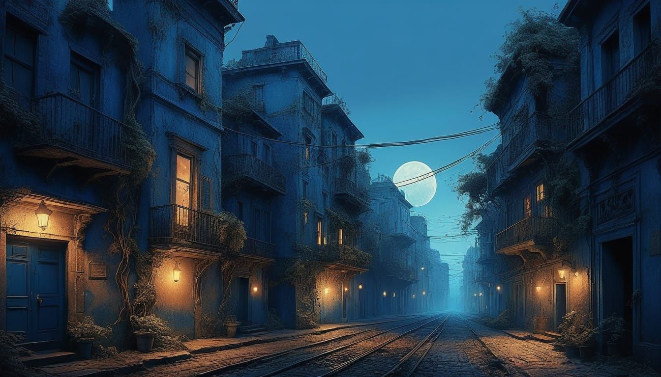 Ancient Cityscape in Vibrant Twilight