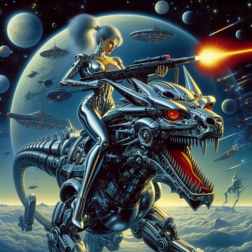 hajime sorayama retro 80s sci-fi futurism cyberpunk space si...