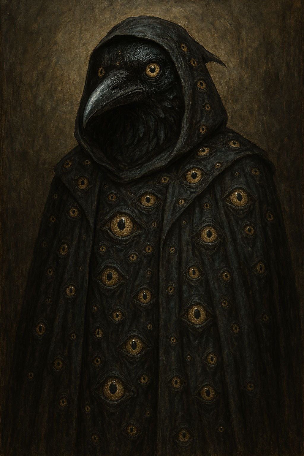 A raven God with a lot of eyes