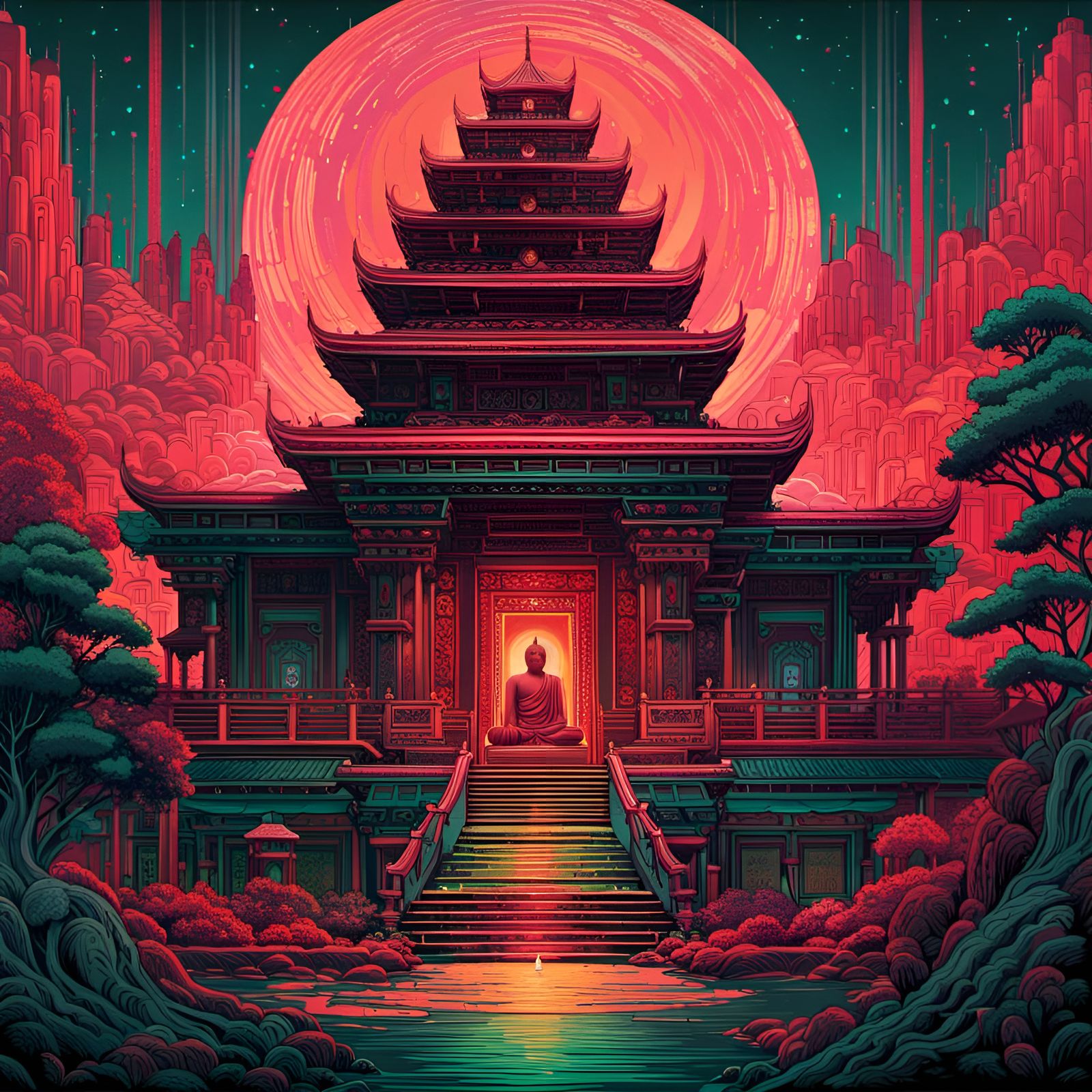 Buddha Temple - AI Generated Artwork - NightCafe Creator