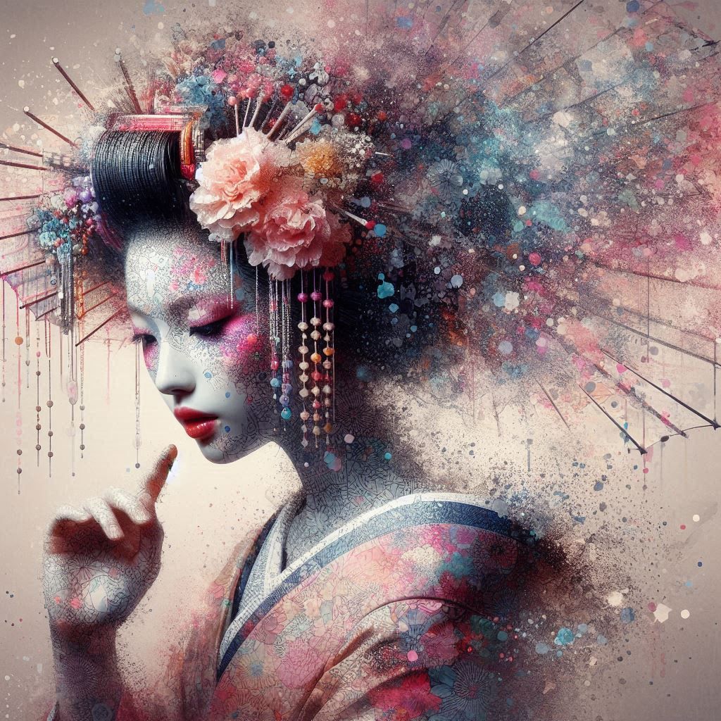 double exposure beautiful fantasy DALL-E 3 portrait landscap...